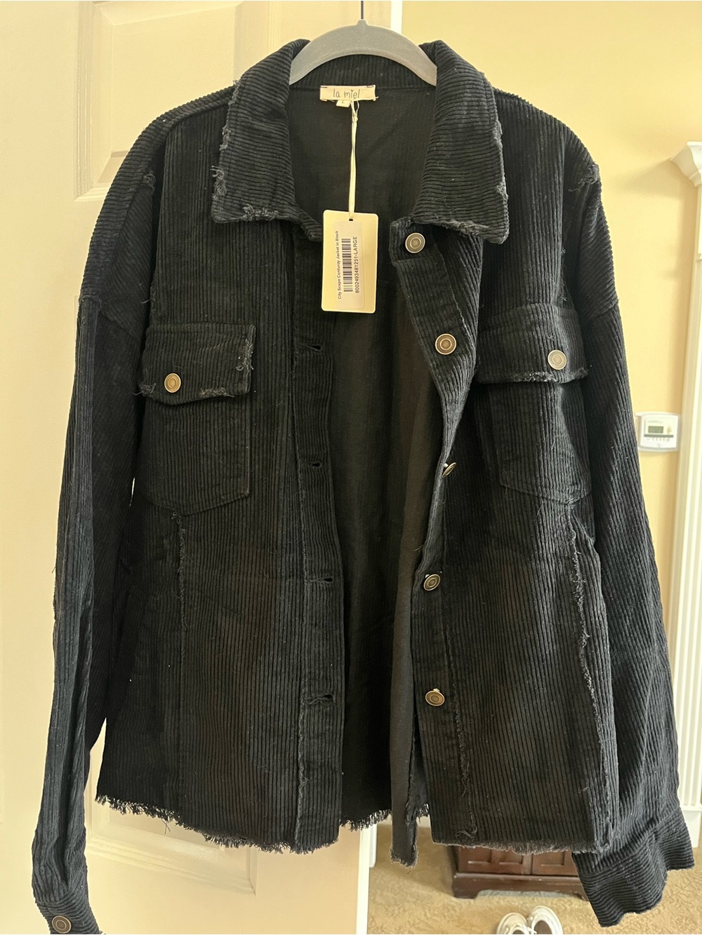 LA MIEL Black Corduroy Button Jacket